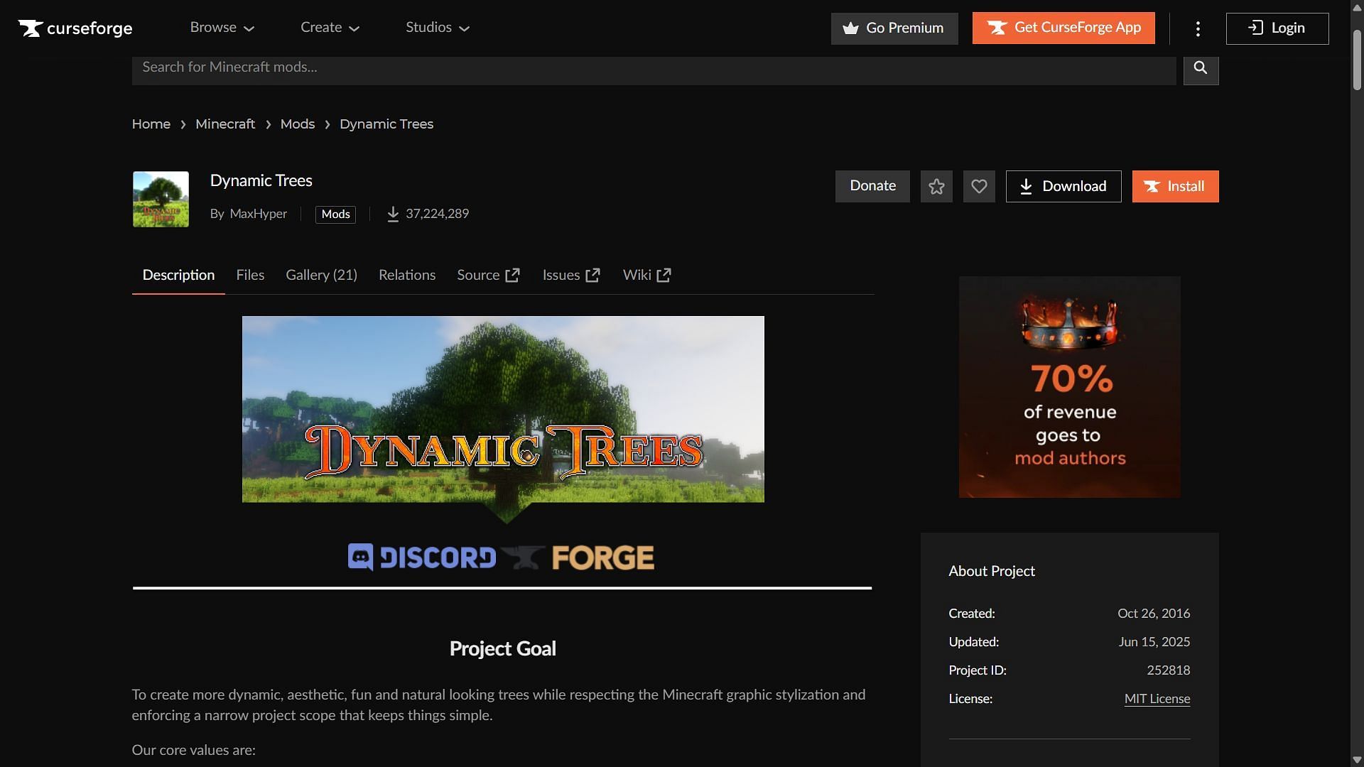 This mod can be downloaded from the CurseForge website (Image via CurseForge)